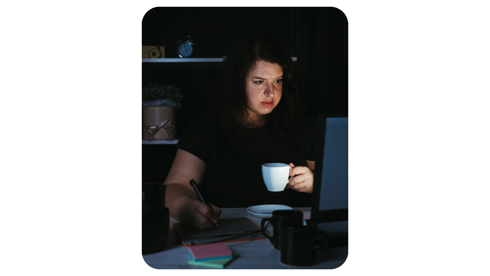 on computer late